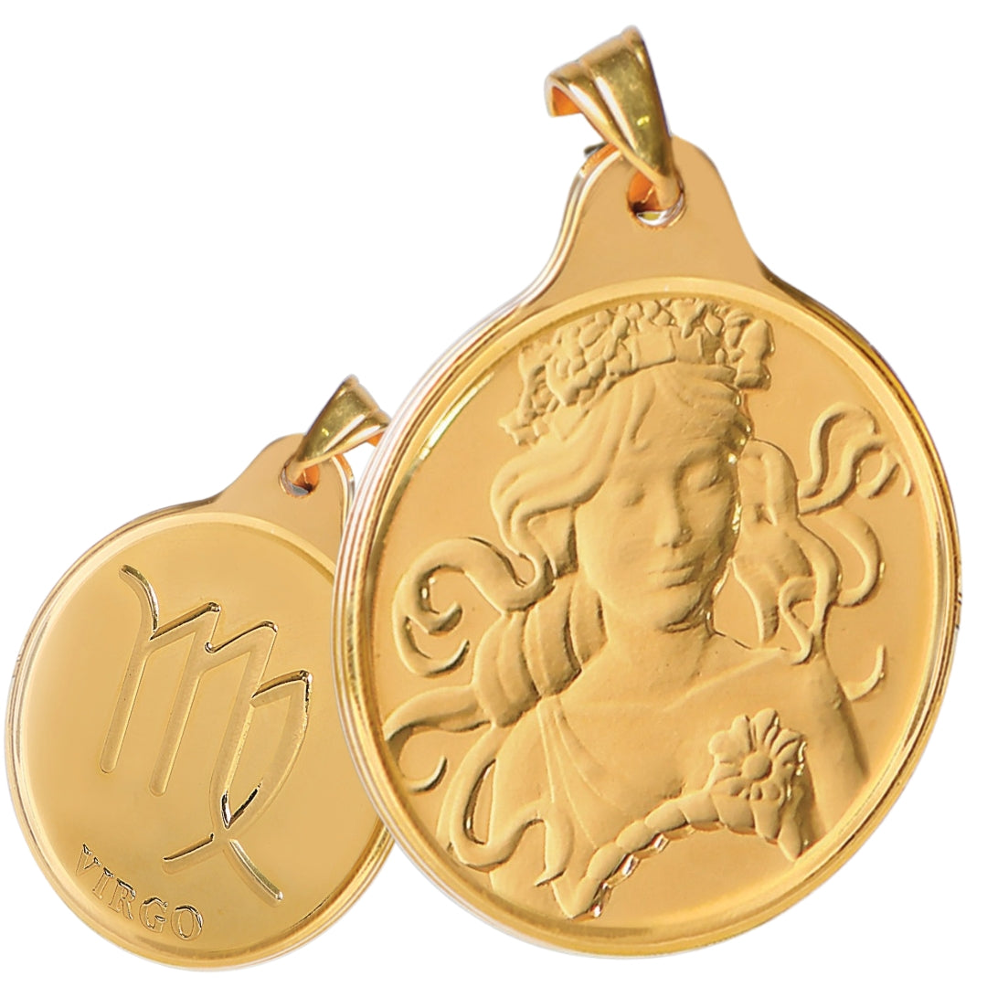 # 24K Yellow Gold Zodiac Sign Coin Design 999.9 Pure Solid Gold Pendant/Charm