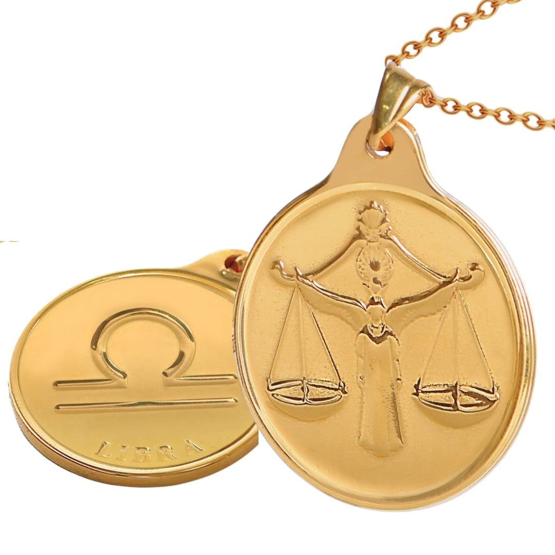 # 24K Yellow Gold Zodiac Sign Coin Design 999.9 Pure Solid Gold Pendant/Charm