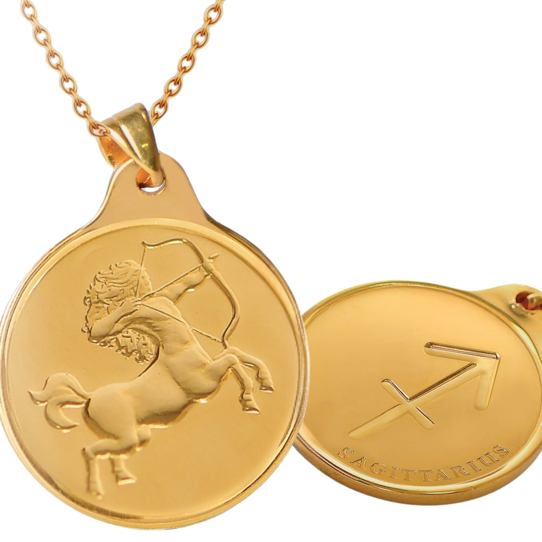 # 24K Yellow Gold Zodiac Sign Coin Design 999.9 Pure Solid Gold Pendant/Charm