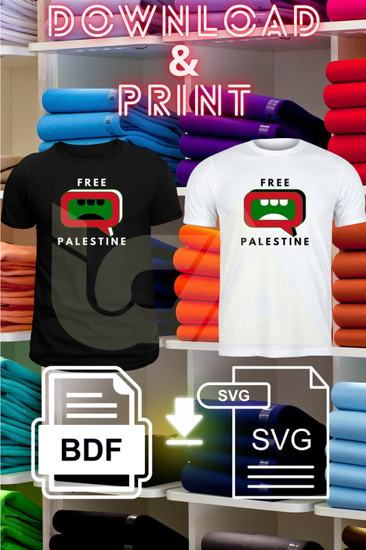 Z Free Palestine Thought Box Mouth Typography Design - Digital File for All Printing Products