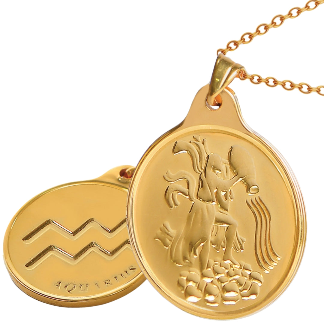 # 24K Yellow Gold Zodiac Sign Coin Design 999.9 Pure Solid Gold Pendant/Charm