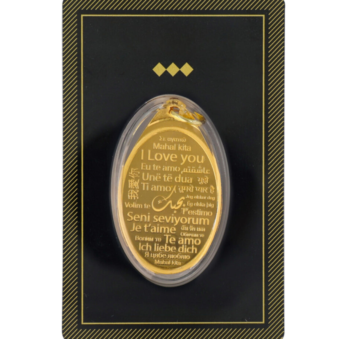 # 24K Yellow Gold I Love You in World's Languages Words Design 999.9 Pure Solid Pendant/Charm