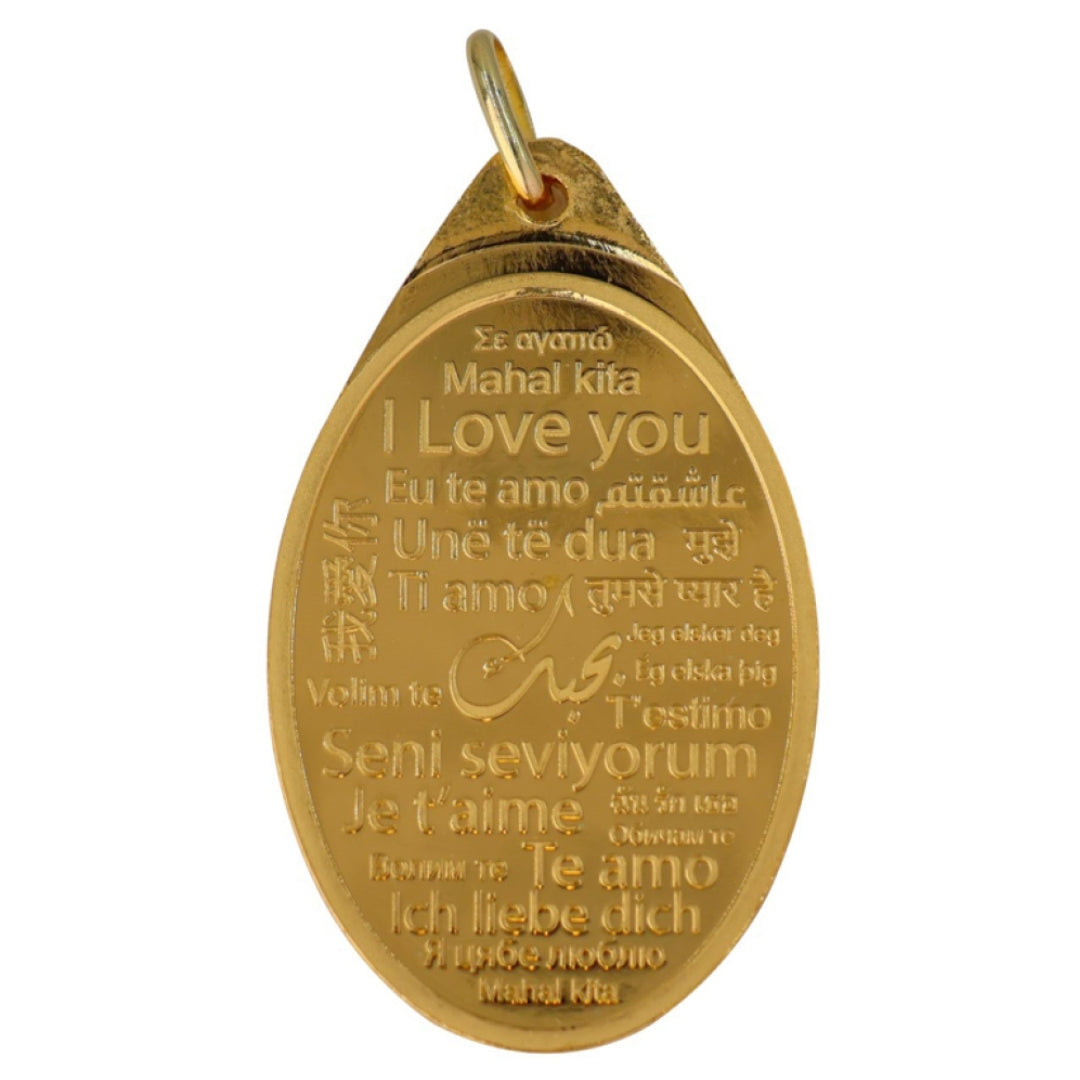 # 24K Yellow Gold I Love You in World's Languages Words Design 999.9 Pure Solid Pendant/Charm