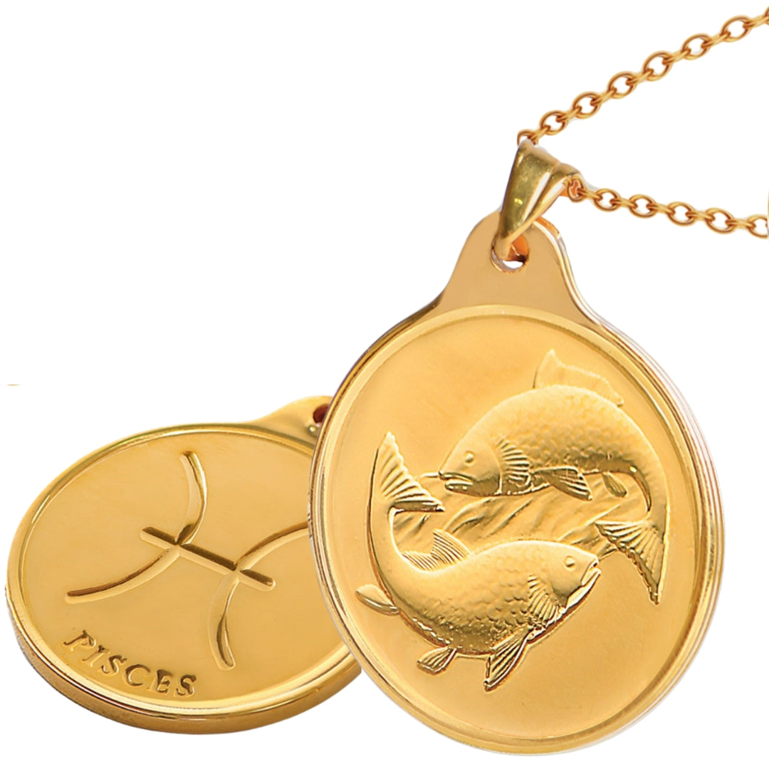 # 24K Yellow Gold Zodiac Sign Coin Design 999.9 Pure Solid Gold Pendant/Charm