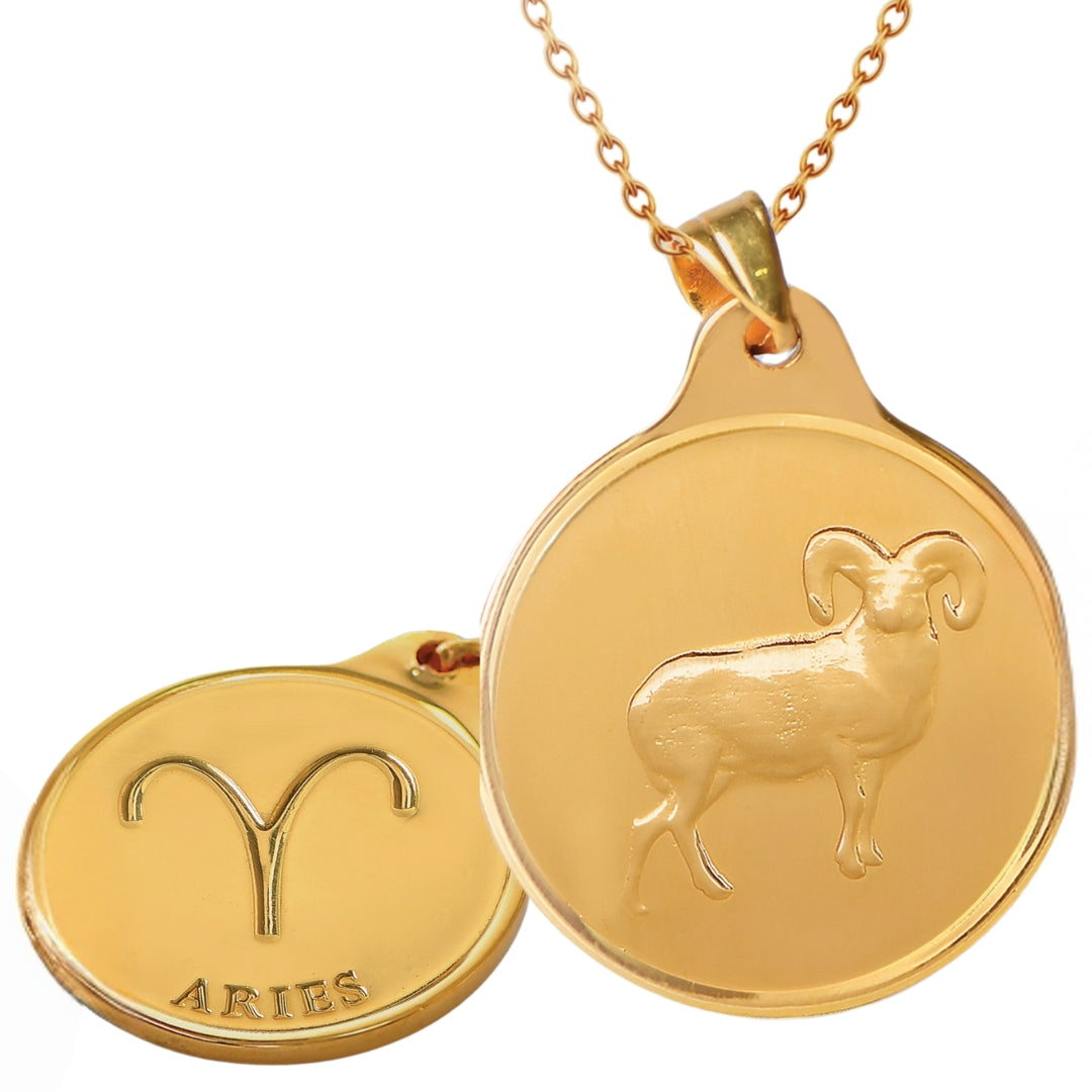 # 24K Yellow Gold Zodiac Sign Coin Design 999.9 Pure Solid Gold Pendant/Charm