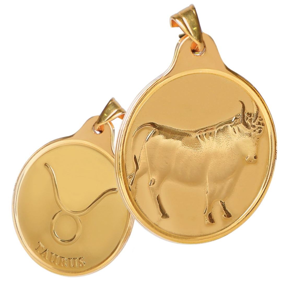 # 24K Yellow Gold Zodiac Sign Coin Design 999.9 Pure Solid Gold Pendant/Charm