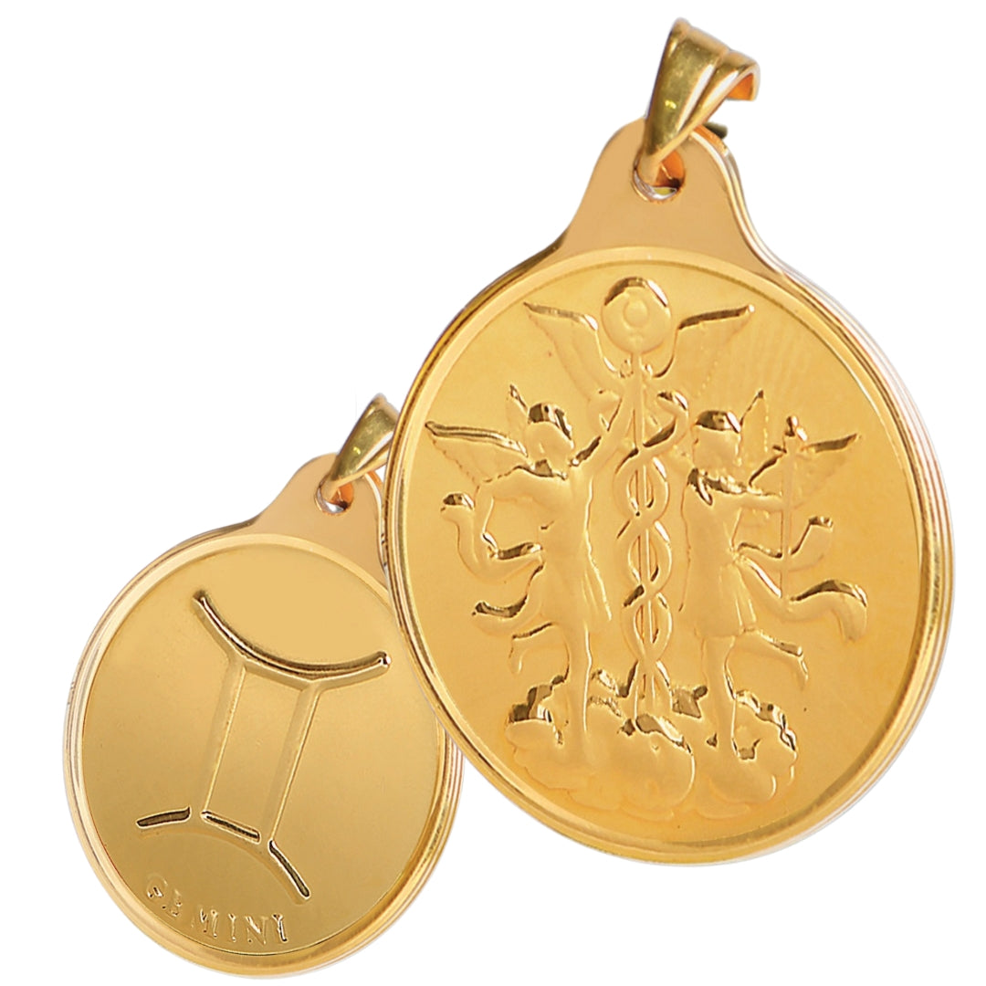 # 24K Yellow Gold Zodiac Sign Coin Design 999.9 Pure Solid Gold Pendant/Charm