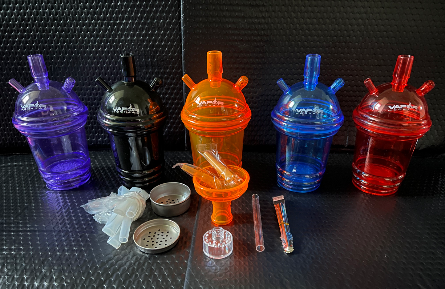 5 Colors of Portable Hookah 10" Cup Set with LED light & accessories. Smoking that Easy to Carry for Home, Cars & Parties