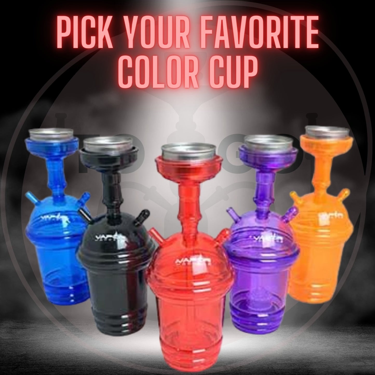 5 Colors of Portable Hookah 10" Cup Set with LED light & accessories. Smoking that Easy to Carry for Home, Cars & Parties